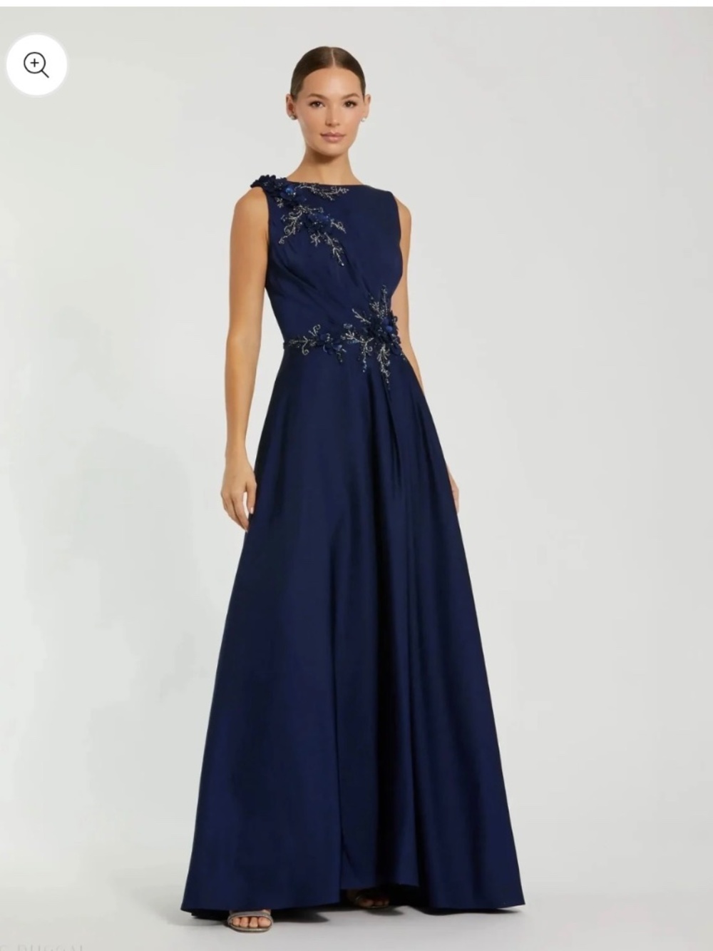 Mac Duggal Floral Applique Sleeveless A-Line Gown